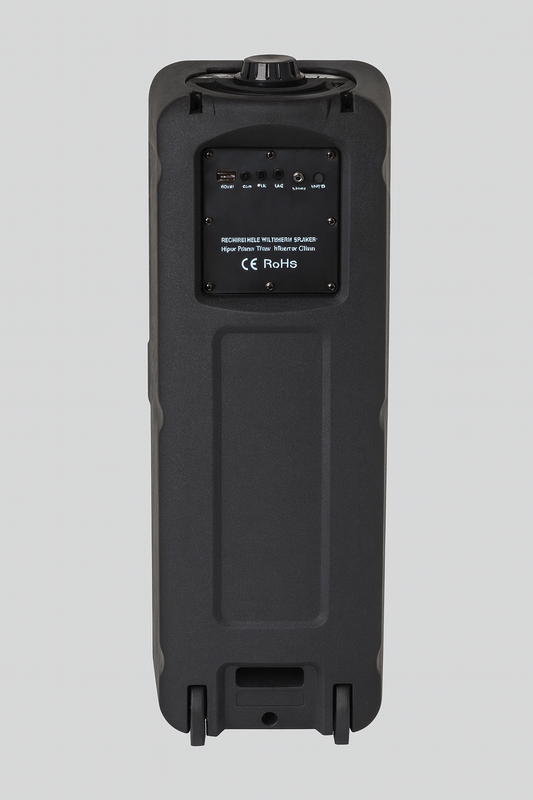 Neovud Boombox 3500 Wireless Mic, RGB Lightning 90 W Bluetooth Party Speaker 28HRS Battery (Black, Stereo Channel)